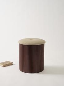 Pouf imbottito contenitore Darwin, Rivestimento: 100% poliestere Con 100.0, Tessuto beige, marrone scuro, Ø 40 x Alt. 44 cm