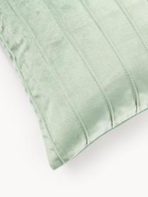 Housse de coussin en velours Lola, Velours (100 % polyester), Vert sauge, larg. 40 x long. 40 cm