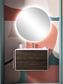 Set lavabo Ago 4 pz, Superficie dello specchio: lastra di vetro, Bianco effetto legno di frassino, Larg. 81 x Alt. 190 cm
