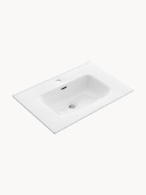 Set lavabo Ago 4 pz, Superficie dello specchio: lastra di vetro, Bianco effetto legno di frassino, Larg. 81 x Alt. 190 cm