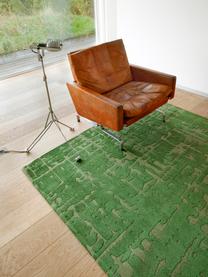 Vloerkleed Perriers met hoog-laag effect, 100% polyester, Donkergroen, olijfgroen, B 80 x L 150 cm (maat XS)