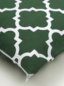 Kussenhoes Lana in donkergroen met grafisch patroon, 100% katoen, Donkergroen, wit, 45 x 45 cm