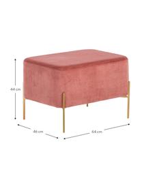 Tabouret large en velours Harper, Corail, couleur dorée