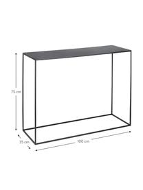 Metalen sidetable Tensio, Gepoedercoat metaal, Zwart, B 100 x D 35 cm