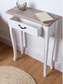 Konzolový stolek z dřeva pavlovnie se zásuvkou Provenza, Bílá, světle hnědá, Š 60 cm