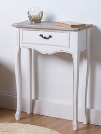 Consolle in legno di paulonia con un cassetto Provenza, Maniglie: metallo, Paralume: beige, bianco Base della lampada: bianco opaco Cavo: bianco, Larg. 60 x Prof. 25 cm