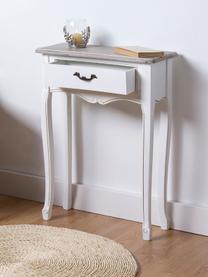 Consolle in legno di paulonia con un cassetto Provenza, Maniglie: metallo, Paralume: beige, bianco Base della lampada: bianco opaco Cavo: bianco, Larg. 60 x Prof. 25 cm