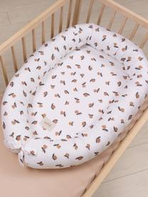 Handgemaakt babynestje Comfort, Matras: schuim, Gebroken wit, tuinfruitmotief, B 55 x L 85 cm