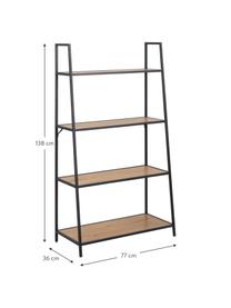 Bücherregal Seaford aus Holz und Metall, Einlegeböden: Mitteldichte Holzfaserpla, Gestell: Metall, pulverbeschichtet, Schwarz, 77 x 138 cm