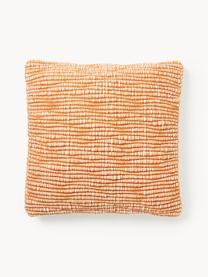 Housse de coussin 50x50 en laine brodée Jaira, Orange, larg. 50 x long. 50 cm