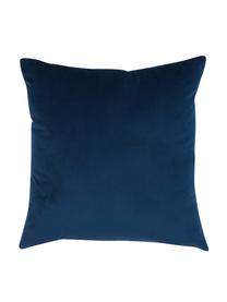 Geborduurde fluwelen kussenhoes Elefco, 100% polyester fluweel, Donkerblauw, goudkleurig, B 40 x L 40 cm