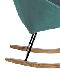 Fluwelen schommelstoel Annika in groen, Bekleding: polyester fluweel, Frame: gepoedercoat metaal, Frame: multiplex, metaal, Fluweel pauwblauw, B 74 x D 77 cm