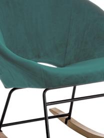 Fauteuil à bascule en velours vert Annika, Velours bleu paon