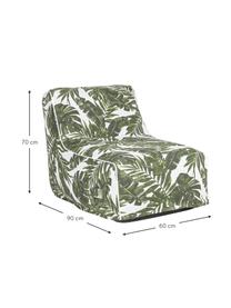 Aufblasbarer Garten-Liegesack Rihanna mit tropischem Motiv, Bezug: Polyestergewebe (200 g/m², Grün, Weiß, B 60 x T 90 cm