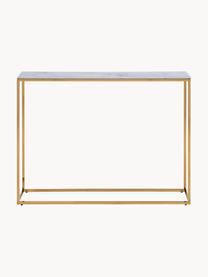 Wandtafel Aruba met glazen tafelbladen in marmerlook, Frame: metaal, gepoedercoat, Marmer-look wit, goudkleurig, B 110 x H 81 cm