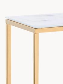 Consola de recibidor Aruba, tablero de vidrio aspecto mármol, Tablero: vidrio laminado, metal, e, Estructura: metal con pintura en polv, Aspecto mármol blanco, dorado, An 110 x Al 81 cm