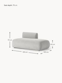 Chaise longue componibile in bouclé Sofia, Rivestimento: bouclé (100% poliestere) , Struttura: legno di abete rosso, tru, Piedini: plastica Questo prodotto , Bouclé grigio chiaro, Larg. 159 x Prof. 103 cm, schienale a sinistra