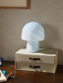 Malá stolní lampa v mramorovém vzhledu Talia, Světle modrý mramorový vzhled, Ø 20 cm, V 26 cm