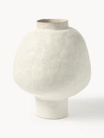 Handgefertigte Design-Vase Saki aus Steinzeug, H 40 cm, Steinzeug, Off White, gesprenkelt, Ø 32 x H 40 cm