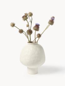 Handgefertigte Design-Vase Saki aus Steinzeug, H 40 cm, Steinzeug, Off White, gesprenkelt, Ø 32 x H 40 cm