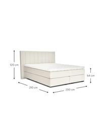 Cama matrimonial de teciopelo Premium Lacey, Patas: madera de haya maciza pin, Beige, 200 x 200 cm