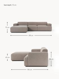 Sofá rinconera Melva (4 plazas), Tapizado: 100% poliéster Alta resis, Estructura: madera de pino maciza, ce, Patas: plástico Este producto es, Tejido gris pardo, An 319 x F 195 cm, chaise longue izquierda