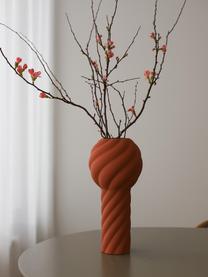 Vase en céramique peint à la main Twist Pillar, haut. 34 cm, Céramique, Terracotta, Ø 16 x haut. 34 cm