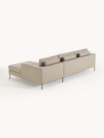 Hoekbank Cucita (3-zits), Bekleding: geweven stof (100% polyes, Frame: massief grenenhout, Poten: gelakt metaal Dit product, Geweven stof beige, B 262 x D 163 cm, hoekdeel links