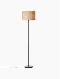 Lampada da terra in fibra naturale Wimea, Paralume: alghe, Beige chiaro, nero, Alt. 162 cm