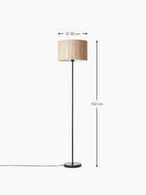 Lampada da terra in fibra naturale Wimea, Paralume: alghe, Beige chiaro, nero, Alt. 162 cm