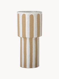 Handgefertigte Vase Awah, H 29 cm, Steingut, Beige, Weiß, Ø 13 x H 29 cm