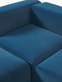 Canapé modulable 4 places en velours avec pouf Lena, Velours bleu pétrole, larg. 284 x prof. 181 cm
