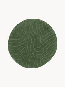 Tappeto rotondo in lana fatto a mano Aaron, Retro: 100% cotone Nel caso dei , Verde scuro, Ø 120 cm (taglia S)