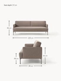 Divano letto 3 posti Fluente, Rivestimento: 100% poliestere Con 115.0, Struttura: legno di pino massiccio, Piedini: metallo verniciato a polv, Tessuto taupe, Larg. 220 x Prof. 88 cm