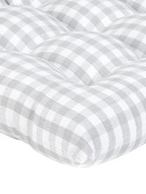 Coussin de chaise vichy Karolin, Gris clair, blanc crème