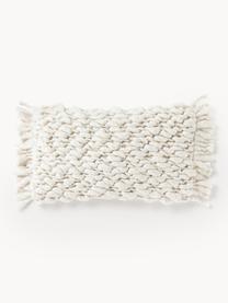 Housse de coussin grosse maille Belen, Blanc crème, larg. 30 x long. 50 cm