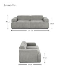 Cord-Sofa Melva (3-Sitzer) in Grau, Bezug: Cord (92% Polyester, 8% P, Gestell: Massives Kiefernholz, Spa, Cord Grau, B 240 x T 101 cm