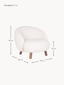 Teddy loungefauteuil Savona, Bekleding: teddy (100% polyester) Me, Poten: grenenhout, geolied, Teddy gebroken wit, grenenhout, B 76 x D 80 cm