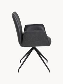 Otočná židle s područkami z umělé kůže Naya, Černá, Š 59 cm, H 59 cm