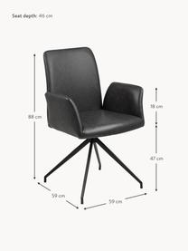 Krzesło obrotowe ze sztucznej skóry Naya, Tapicerka: sztuczna skóra (100% poli, Stelaż: metal malowany proszkowo, Czarna sztuczna skóra, S 59 x G 59 cm