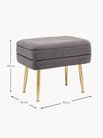 Fluwelen gestoffeerde bank Pavlina met opbergruimte, Bekleding: polyester fluweel, Frame: MDF, Poten: gecoat metaal, Fluweel donkergrijs, B 80 x H 42 cm