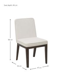 Chaise rembourrée Koga, Tissu blanc crème, bois de frêne foncé, larg. 47 x haut. 86 cm