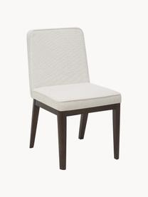 Gestoffeerde stoel Koga, Bekleding: 100% polyester Met 30.000, Poten: essenhout, Frame: metaal, Geweven stof crèmewit, donker essenhout, B 47 x H 86 cm