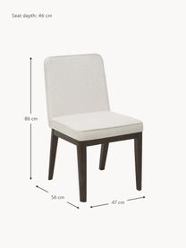 Silla tapizada Koga, Tapizado: 100% poliéster Alta resis, Patas: madera de fresno, Estructura: metal, Tejido blanco crema, madera de fresno oscura, An 47 x Al 86 cm