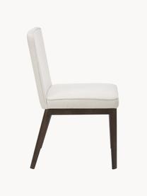 Chaise rembourrée Koga, Tissu blanc crème, bois de frêne foncé, larg. 47 x haut. 86 cm