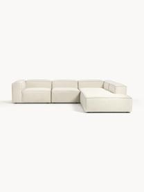 Narożna sofa modułowa XL Lennon, Tapicerka: 100% poliester Dzięki tka, Stelaż: lite drewno sosnowe, skle, Nogi: tworzywo sztuczne Ten pro, Tkanina w odcieniu złamanej bieli, S 329 x G 269 cm, lewostronna