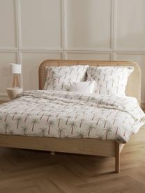 Parure de lit en percale de coton bio motif palmiers Martha, Blanc, motif palmier, larg. 200 x long. 200 cm + 2 taies d'oreiller 80 x 80 cm