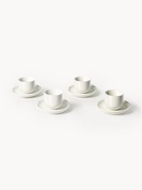 Porzellan Espressobecher Nessa mit Untertassen, 4 Stück, Hochwertiges Hartporzellan, Off White, glänzend, Ø 7 x H 6 cm