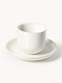Porzellan Espressobecher Nessa mit Untertassen, 4 Stück, Hochwertiges Hartporzellan, Off White, glänzend, Ø 7 x H 6 cm