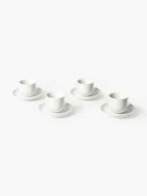 Tazas de café espresso de porcelana con platitos Nessa, 4 uds., Porcelana dura de alta calidad, esmaltada, Off White brillante, Ø 7 x Al 6 cm, 90 ml